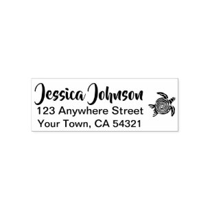 Beautiful Custom Name Return Address Turtle Self-inking Stamp