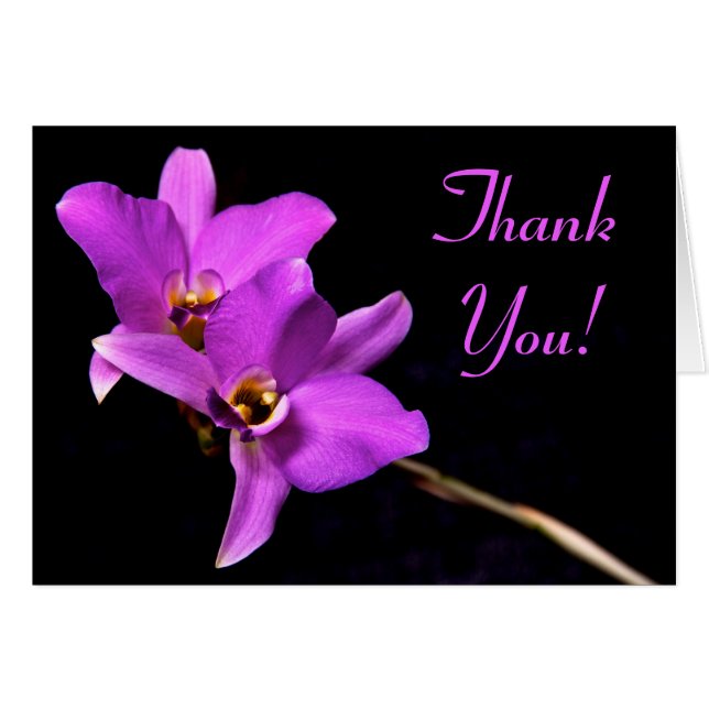 Beautiful Custom Orchid Thank You Card (Front Horizontal)