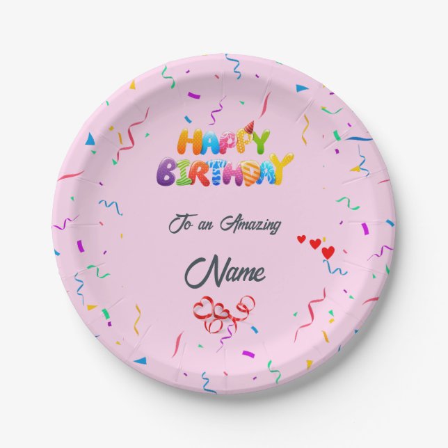 Beautiful Custom Paper Plates for Birthday Parties (Front)