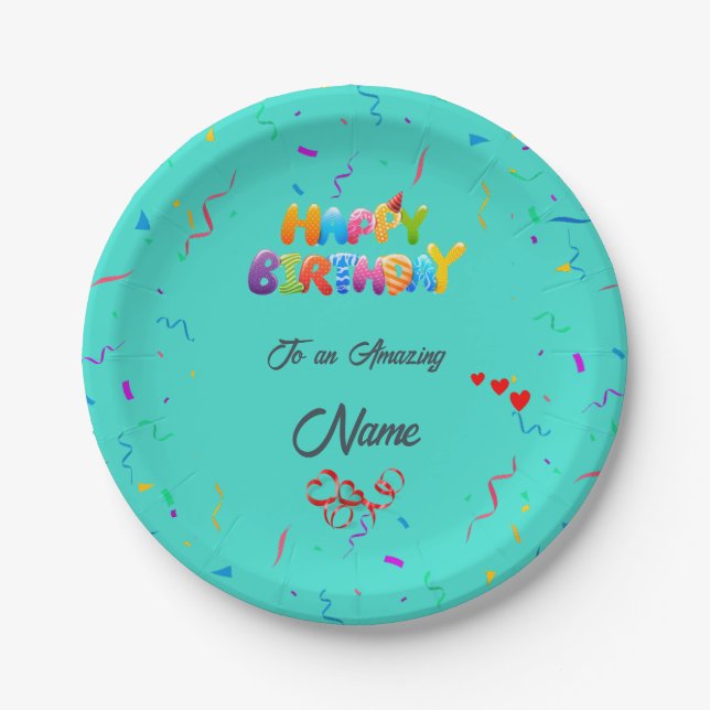 Beautiful Custom Paper Plates for Birthday Parties (Front)