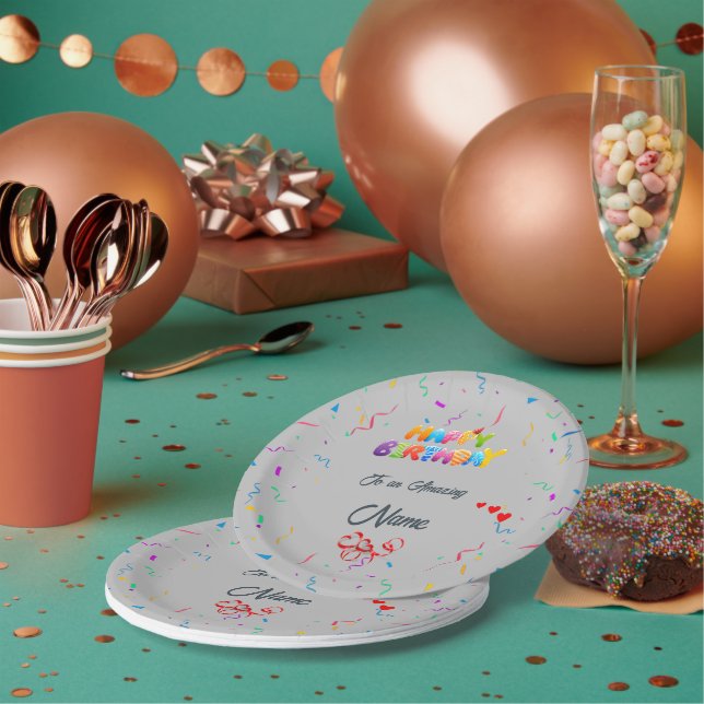 Beautiful Custom Paper Plates for Birthday Parties (Multi)