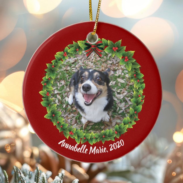 Beautiful Custom Pet Photo Christmas Ceramic Tree Decoration (Creator Uploaded)
