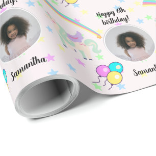 Beautiful Custom Photo Text Magical Unicorn   Wrapping Paper