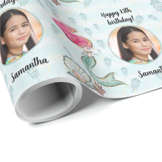 Beautiful Custom Photo Text Mermaid Under the Sea  Wrapping Paper