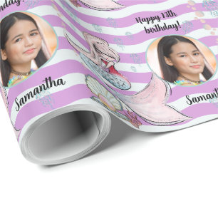 Beautiful Custom Photo Text Mermaid Under the Sea  Wrapping Paper