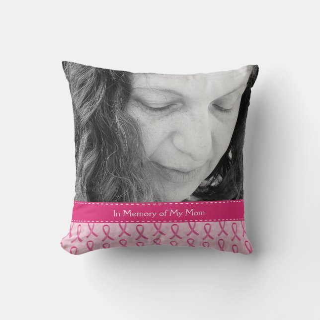 Beautiful Custom Pink Ribbon Memorial Cushion (Front)