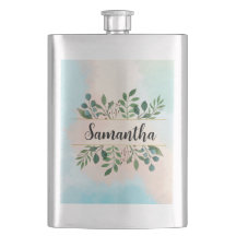 Beautiful Customisable Name Green Leaves Rainbow