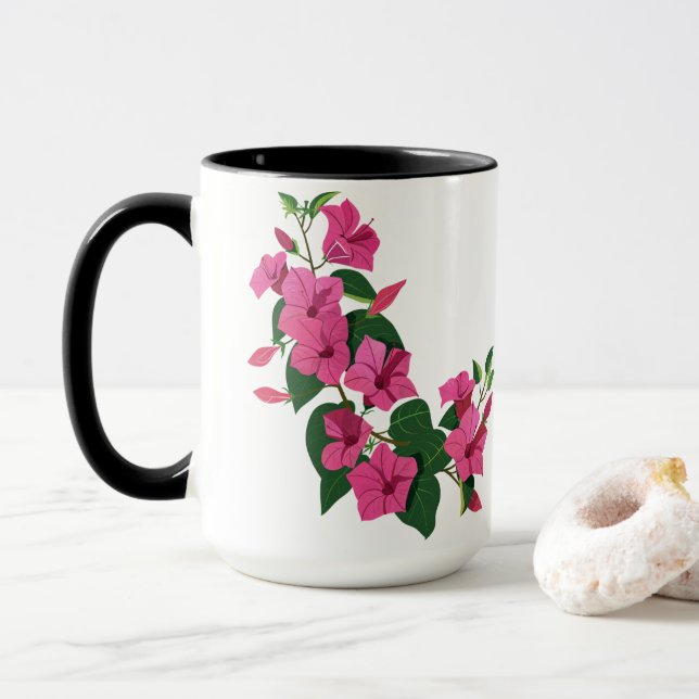 Beautiful Customised Floral Magic Coffee Mug (With Donut)