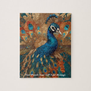 Beautiful Cute Boho peacock bird Jigsaw Puzzle