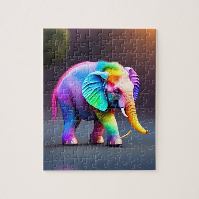 Beautiful Cute Colourful Elephant Jigsaw Puzzle (Vertical)