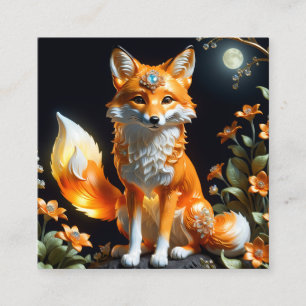 Beautiful cute fox orange coalescing luminescen square business card