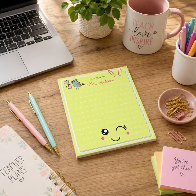 Beautiful Cute Light Green Teacher Appreciation  Notepad (Creator Uploaded)