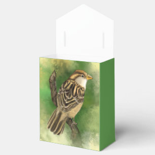 Beautiful Cute Little Sparrow Migned Painting Art  Favour Box