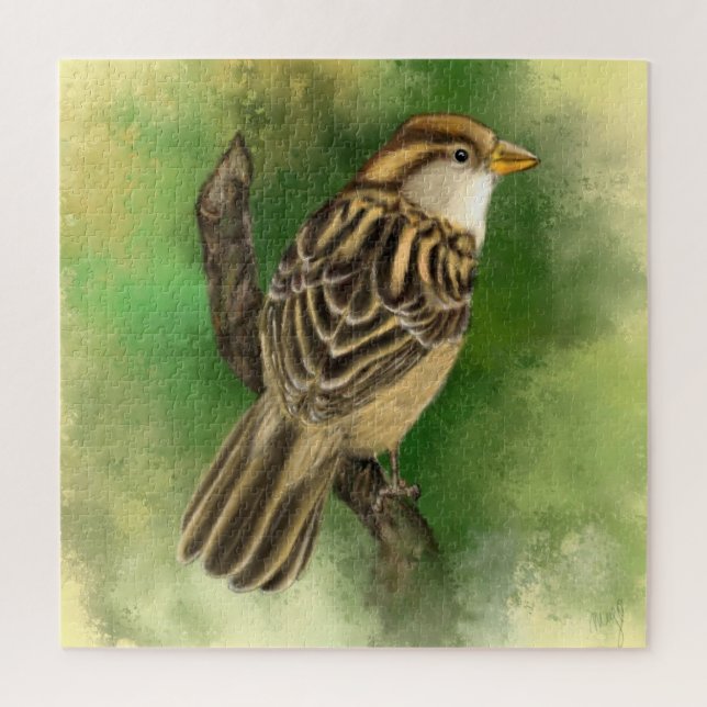 Beautiful Cute Little Sparrow Migned Painting Art  Jigsaw Puzzle (Vertical)