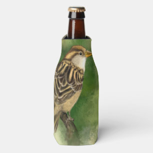 Beautiful Cute Little Sparrow Migned Painting Bottle Cooler