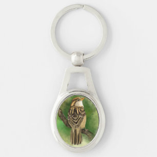 Beautiful Cute Little Sparrow Migned Painting  Key Ring