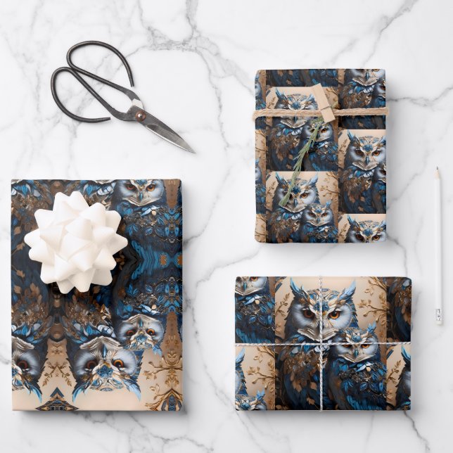 Beautiful Cute Minimalistic Owl  Wrapping Paper Sheet (Front)