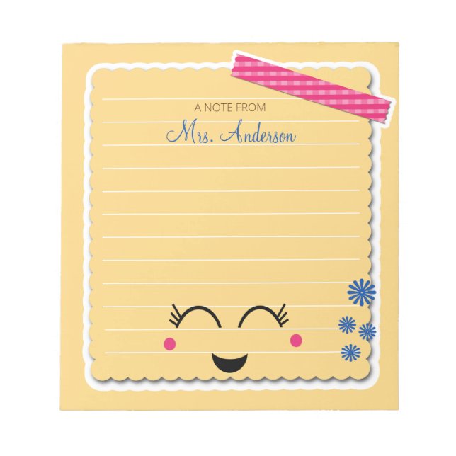 Beautiful Cute Orange Teacher Appreciation  Notepad (Front)