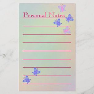 Beautiful Cute Pastel Butterfly Girl School Note Stationery