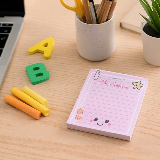 Beautiful Cute Pink Teacher Appreciation  Notepad (Creator Uploaded)