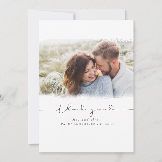 Beautiful Cute Wedding Thank You Photo Card (Front)
