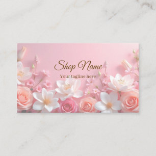 Beautiful Cute White Pink Floral Flower Design Business Card