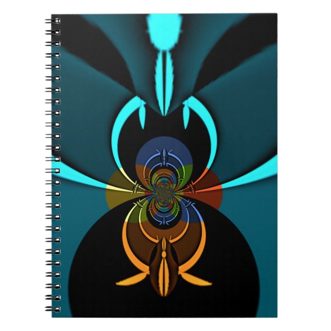 Beautiful Cyan Abstract Art Print Spiral Notebook (Front)