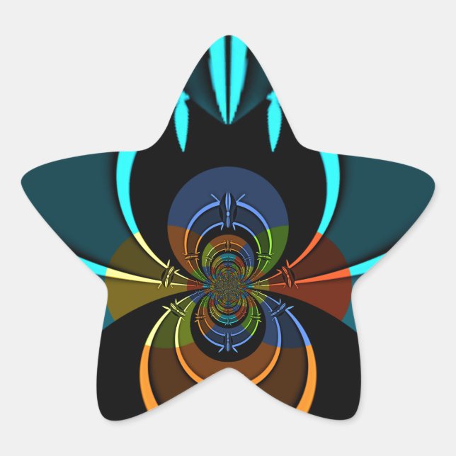 Beautiful Cyan Abstract Art Print Star Sticker (Front)
