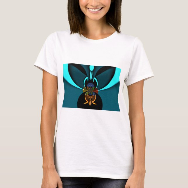 Beautiful Cyan Abstract Art Print T-Shirt (Front)