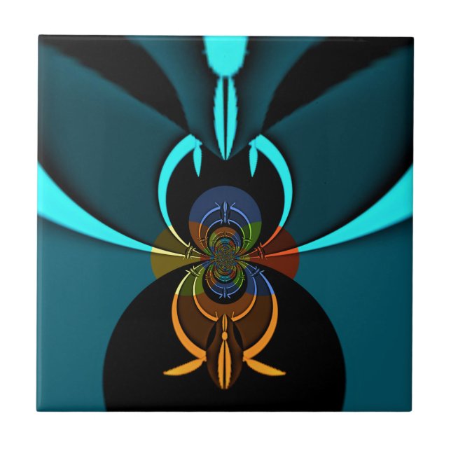 Beautiful Cyan Abstract Art Print Tile (Front)