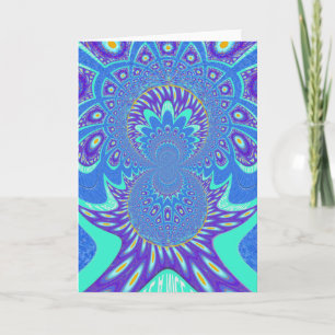 Beautiful cyan blue kaleidoscope vector art design card