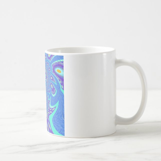 Beautiful cyan blue kaleidoscope vector art design coffee mug (Right)