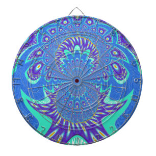 Beautiful cyan blue kaleidoscope vector art design dartboard
