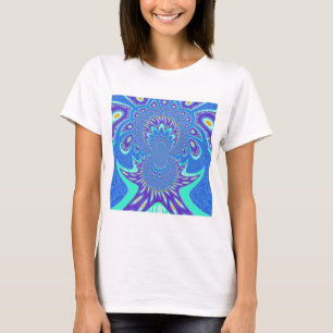 Beautiful cyan blue kaleidoscope vector art design T-Shirt