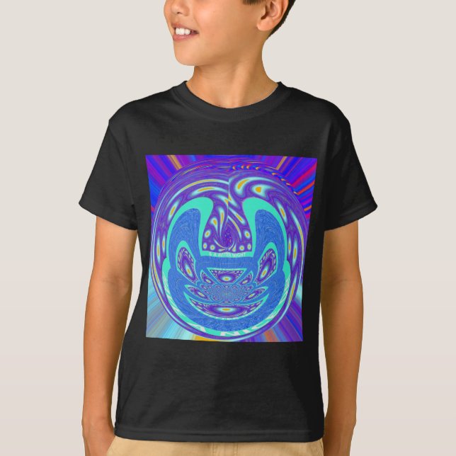 Beautiful cyan blue kaleidoscope vector art design T-Shirt (Front)