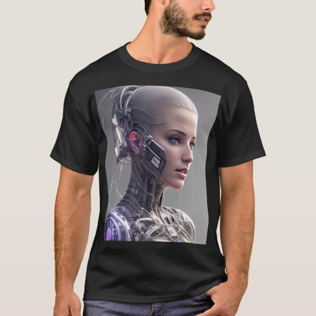 Beautiful Cyborg Robot  T-Shirt (Front)