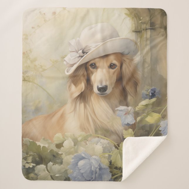 Beautiful Dachshund Sherpa Blanket (Front)