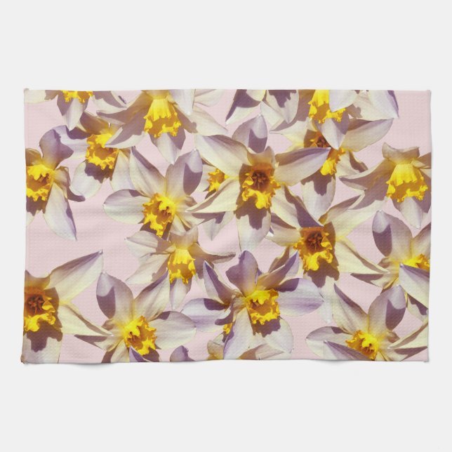 Beautiful Daffodils Flowers Tea Towel (Horizontal)