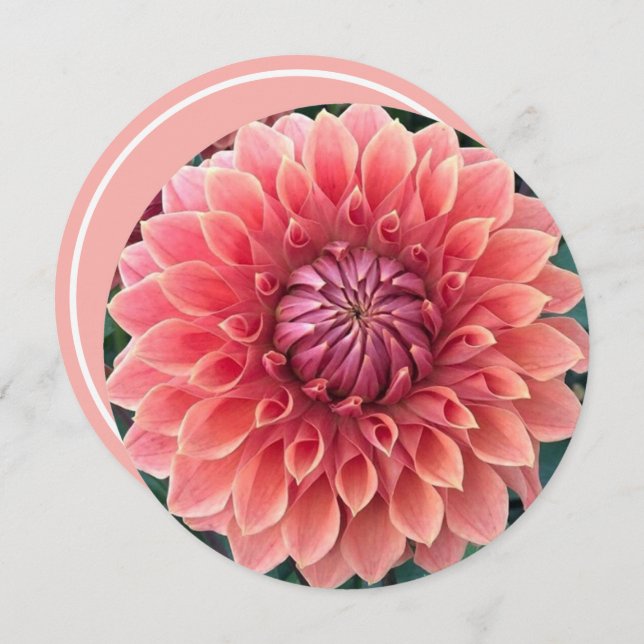 Beautiful Dahlia Happy Birthday Custom Text Circle Card (Front/Back)