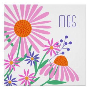 Beautiful Daisies custom monogram poster