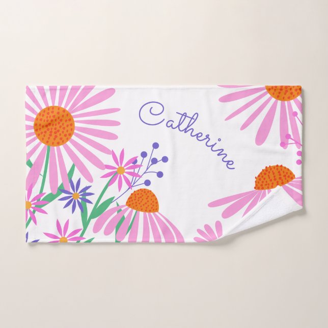Beautiful Daisies custom name hand towel (Hand Towel)