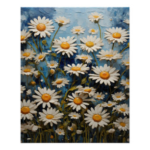 Beautiful daisies on blue background poster