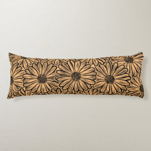 Beautiful Daisy Flower, Halftone Illustration Body Cushion
