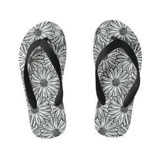 Beautiful Daisy Flower, Halftone Illustration Kid's Jandals