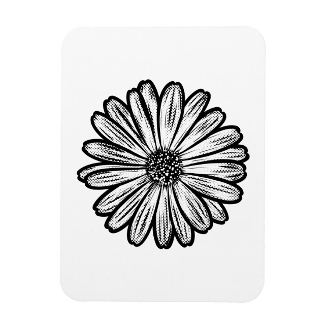 Beautiful Daisy Flower, Halftone Illustration Magnet (Vertical)