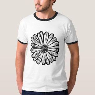 Beautiful Daisy Flower, Halftone Illustration T-Shirt