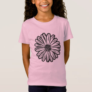 Beautiful Daisy Flower, Halftone Illustration T-Shirt