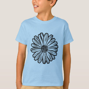 Beautiful Daisy Flower, Halftone Illustration T-Shirt