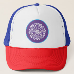 Beautiful Daisy Flower, Halftone Illustration Trucker Hat