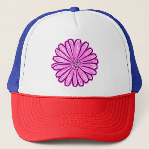 Beautiful Daisy Flower, Halftone Illustration Trucker Hat